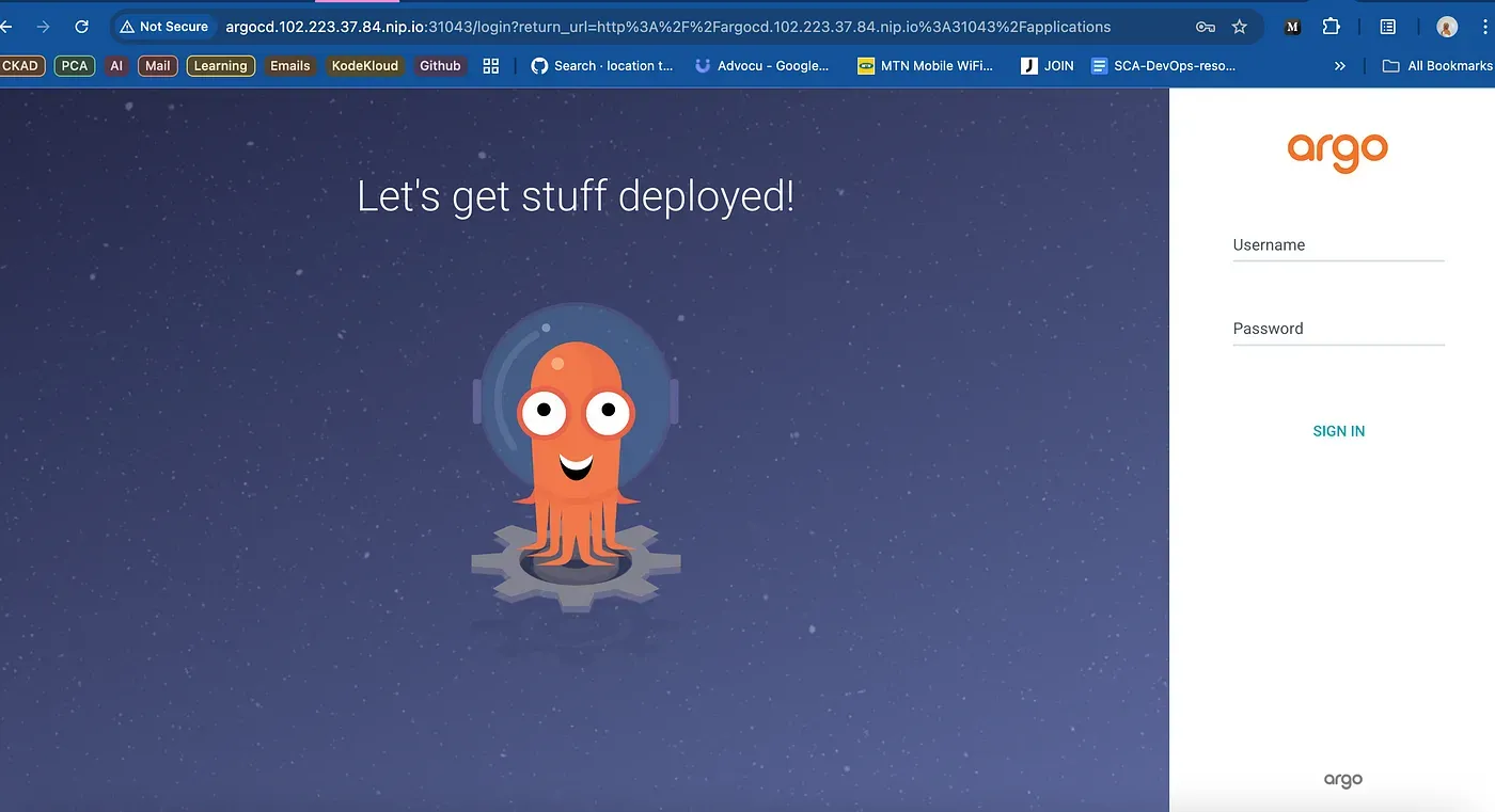 Successfully deployed ArgoCD interface