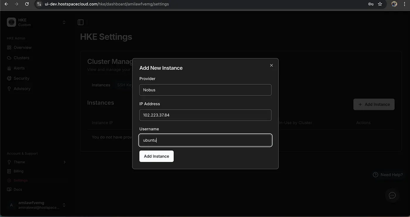 Instance Page